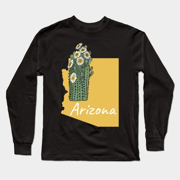 Arizona Saguaro Cactus State Flower Long Sleeve T-Shirt by SunburstGeo